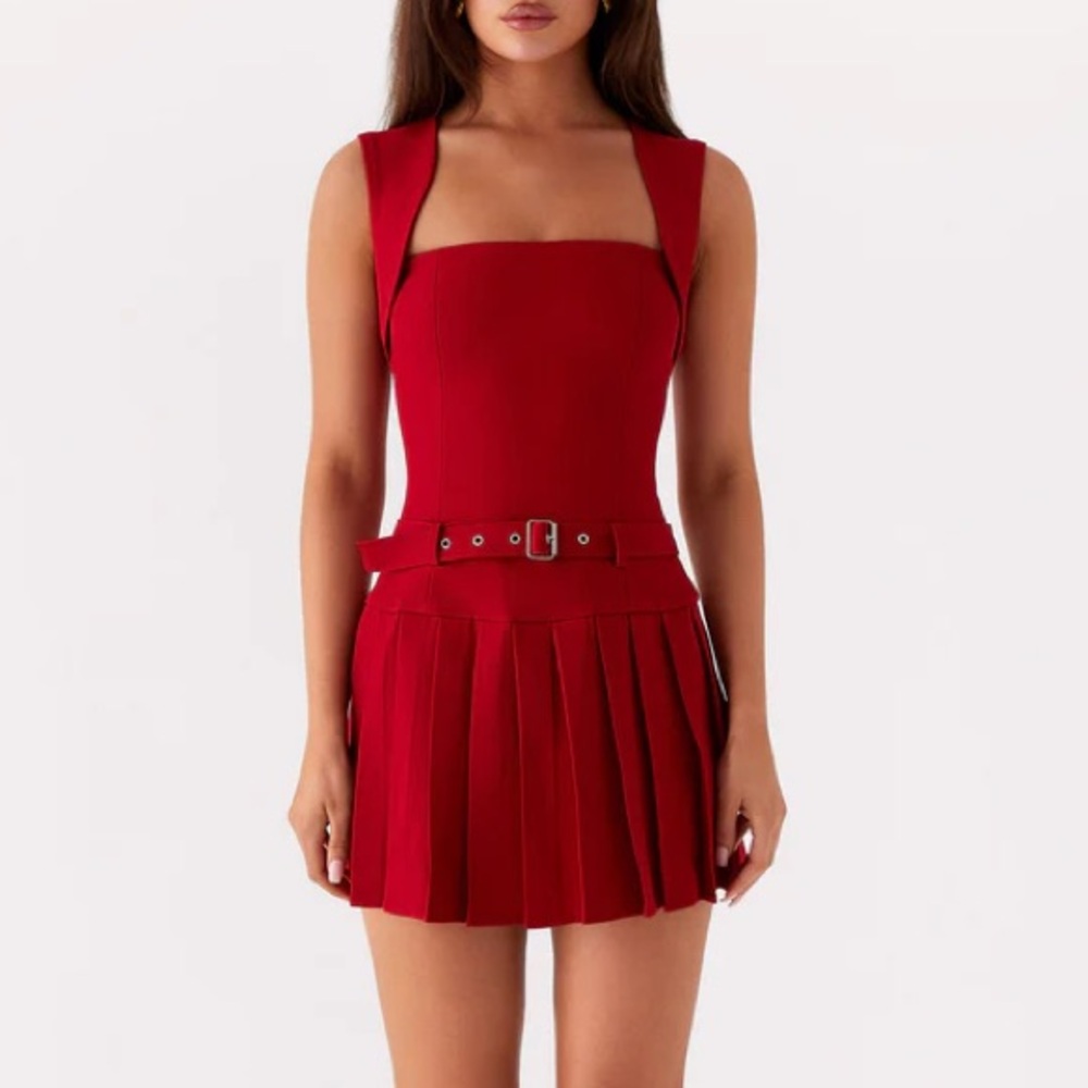 Peppermayo Red Pleated Dress